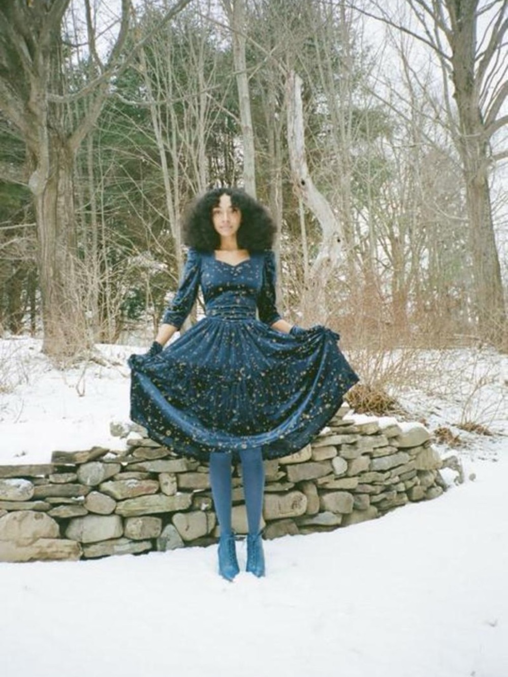 Samantha Pleet Midnight Velvet celestial embroidered Midi Dress - Picture 6 of 6